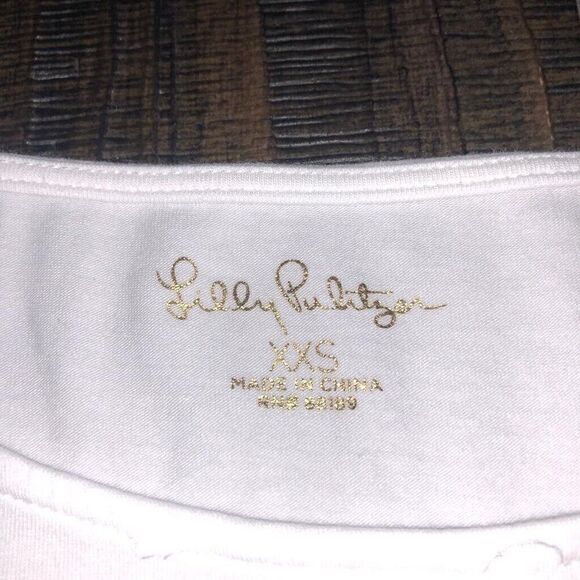 Lilly Pulitzer Womens Size 2XS Shirt Hayes Top Short Sleeved Scoop Neck White - Picture 3 of 8